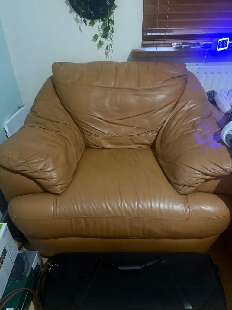 Free leather brown couch