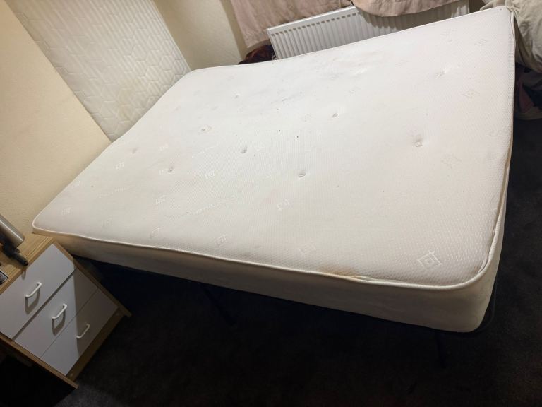 King size metal bed frame with mattress 