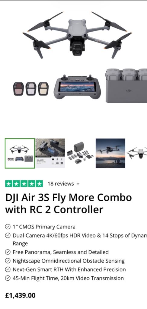 DJI Air 3S Fly More Combo with RC 2 Controller – Brand New