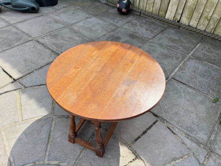 Vintage small folding round side table