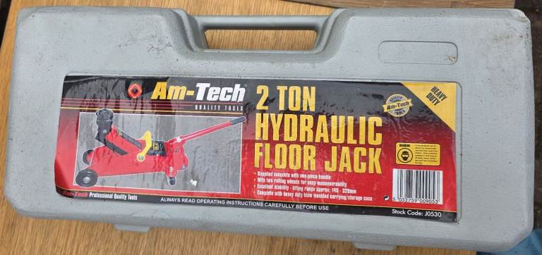 **£20** AM-TEC 2 TON TONNE Hydraulic TROLLEY Jack Working With Plastic Case for Van Car Etc **£20**