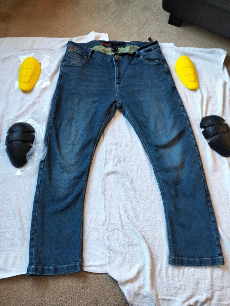 Red Route Mens motorcycle Jeans Blue Size 42" W 29" Short Leg Kevlar & Armour