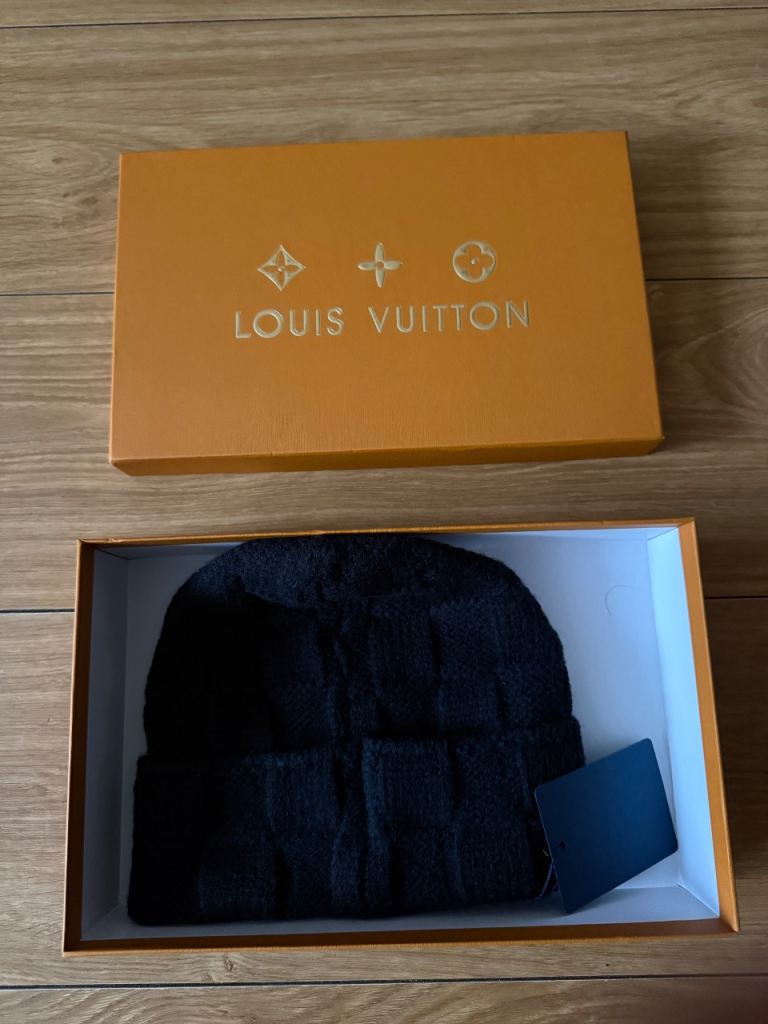 LV Marque Black Wool Beanie