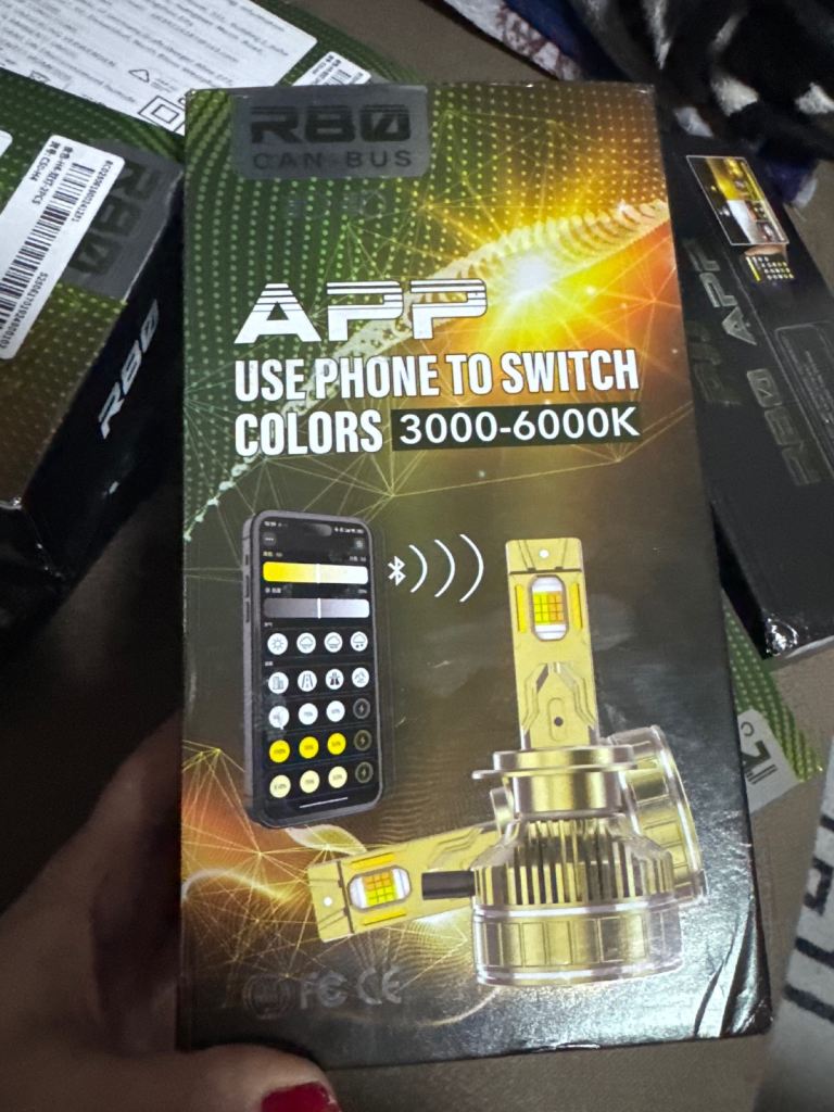 Extremely bright car LED lights 3000k-6000k operated via mobile app