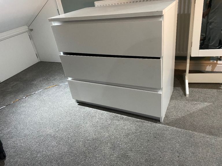 IKEA 3 chest draw and (not IKEA) standing mirror with jewellery storage