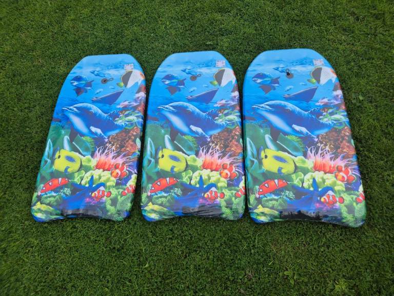 Three Kids' Bodyboards – Blue Dolphin Design, Good Condition