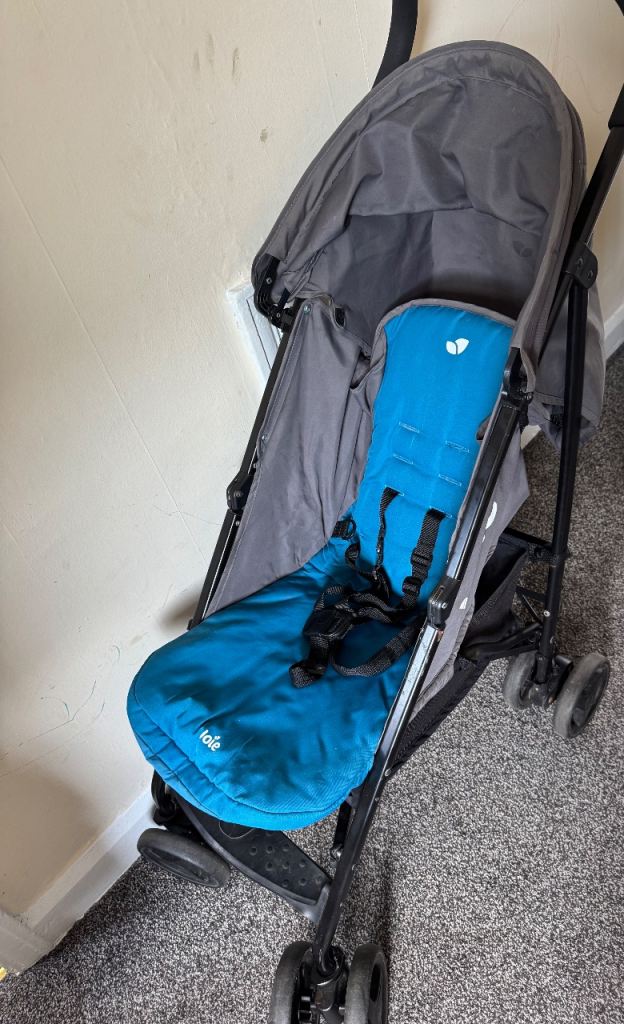 Joie Baby Pushchair / Stroller – Lightweight Foldable Travel Buggy – Grey & Blue