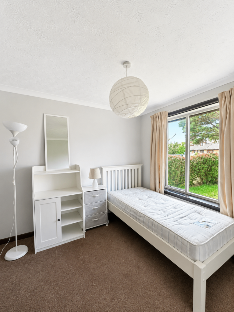 Single bed + mattress + cabinet + bedside table + mirror + lamp 