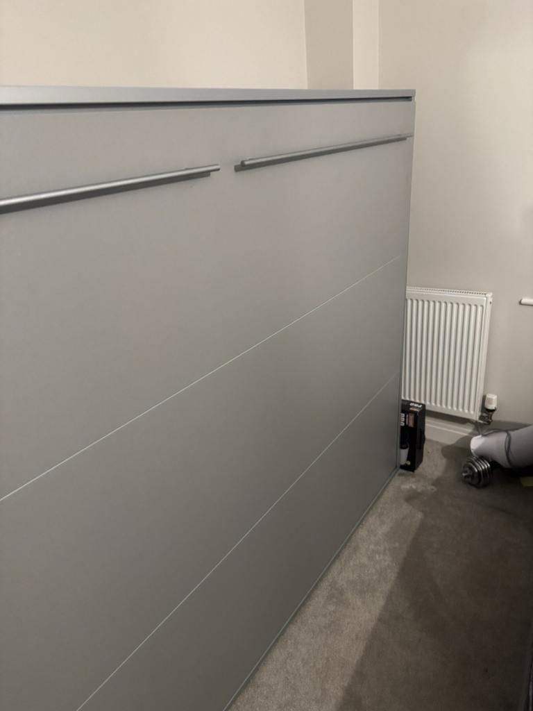 Arthauss Horizontal Fold Away Pull Out Murphy Wall Bed Small Double Grey Matt + Single Mattress