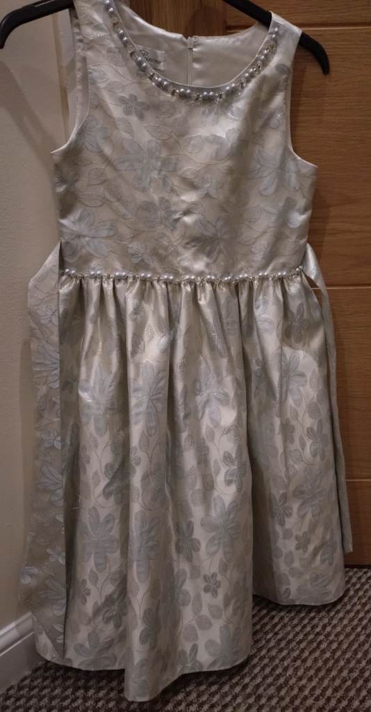 Couture Princess Floral Cream & Blue Dress Age 12 Years