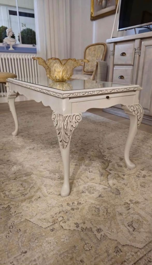 Antique French Baroque Coffee Table Dove Grey