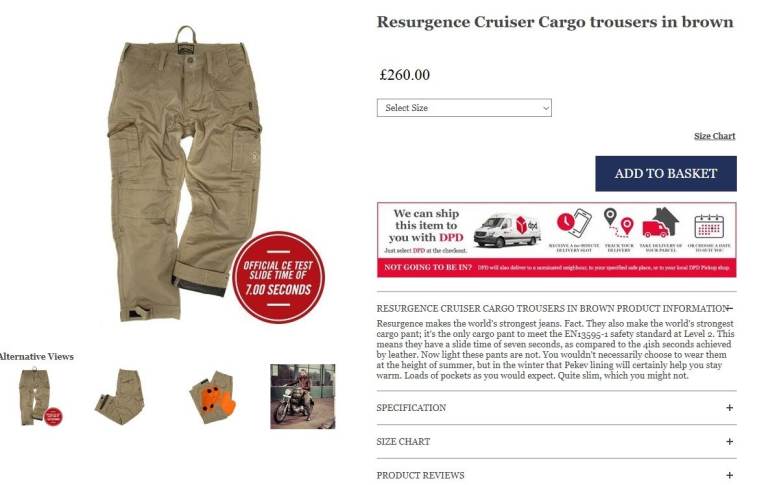 Virtually new pair of Resurgence ‘Cargo’ trousers 36” waist