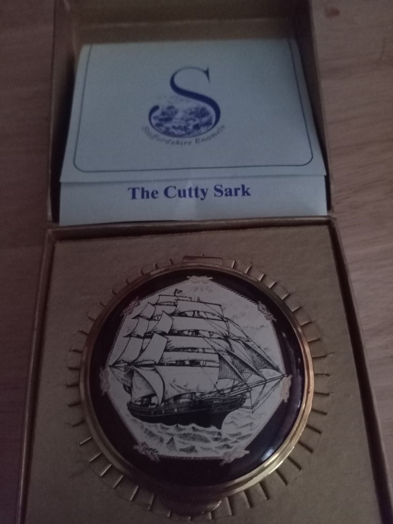  English Enamels Sailing Ship Trinket Box