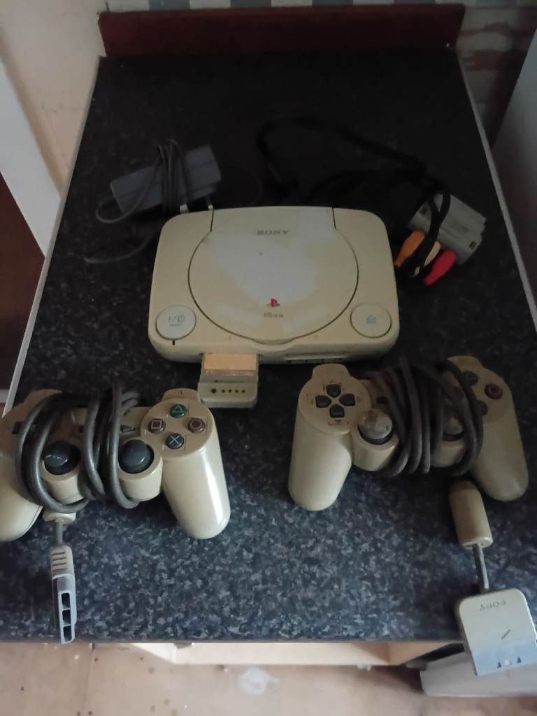 Sony PlayStation PS1 Console with Two Controllers and Cables