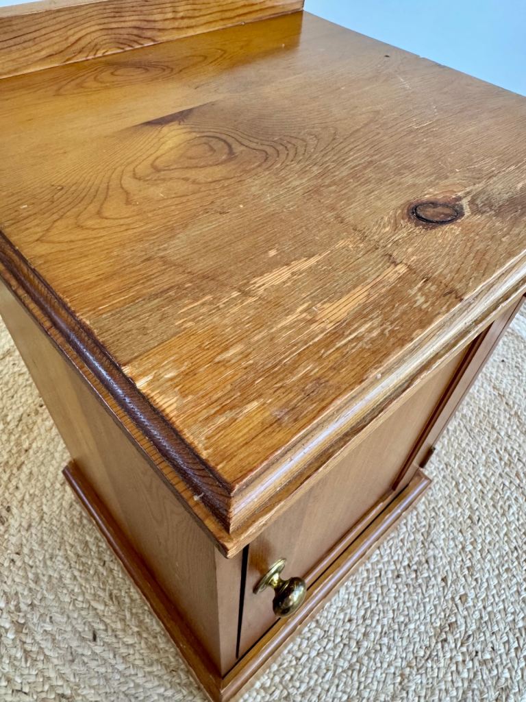 Solid pine vintage bedside cabinet cupboard 