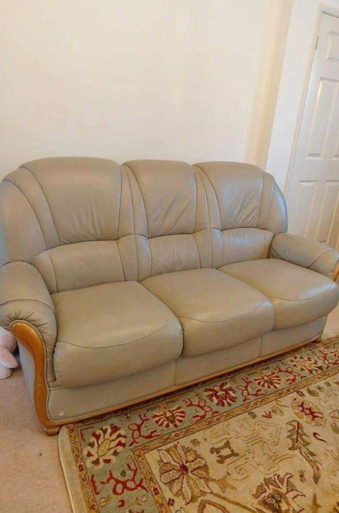Leather sofa & chair 