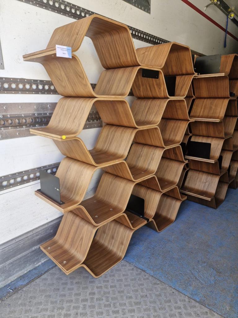 Made com Honeycomb Polygon Bentwood Shelving Unit Room Divider (4 available)