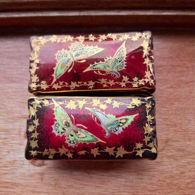 2 Devon Sylvan Lustrine Fieldings butterfly trinket boxes