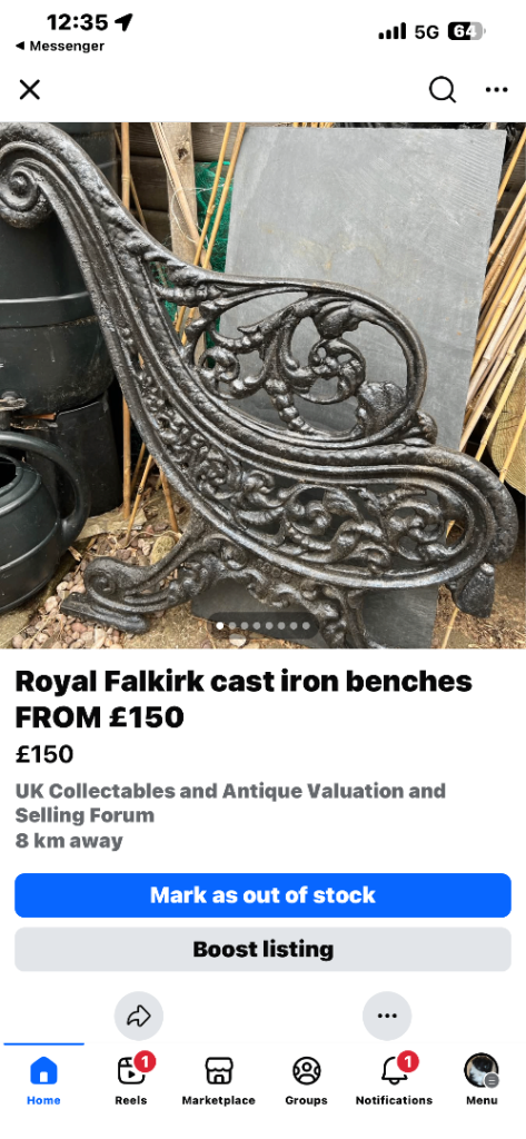 Royal Falkirk cast iron benches FROM £150