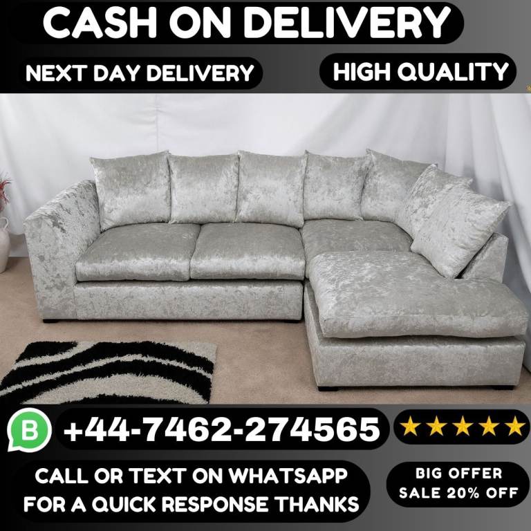 Crushed Velvet Corner & 3+2 Sofas Sale – Luxurious Comfort for Your Home!