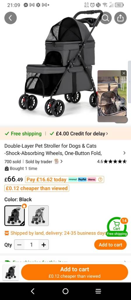 Double dog pushchair