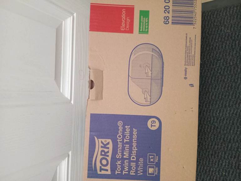 Tork SmartOne Twin Mini Toilet Roll Dispenser T9 - White, New