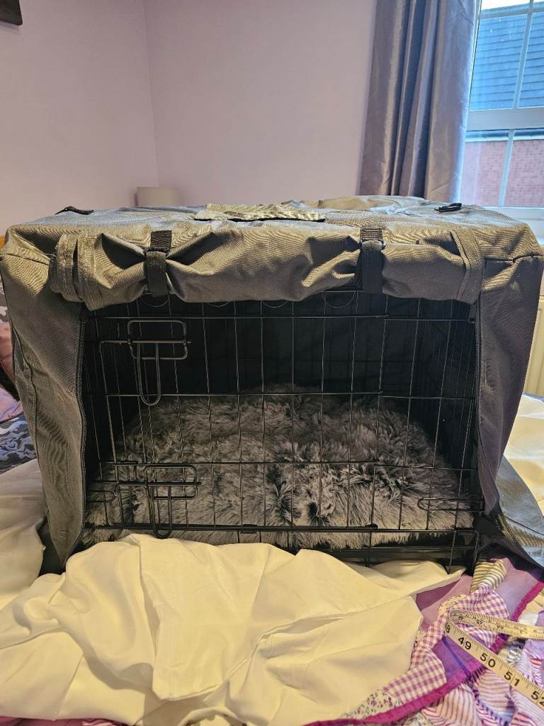 Pet Crate, Cover and Bed, (opened but unused).