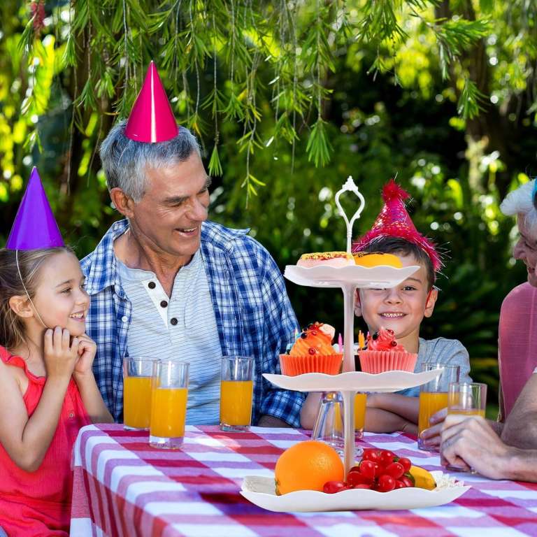 KONAMO 3 Tiers White Plastic, Square Cake Display Stand