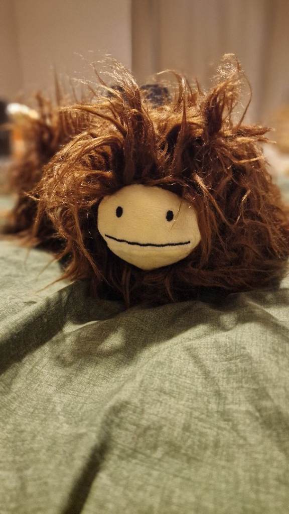 Brown long hair mammoth slippers, size 36/37