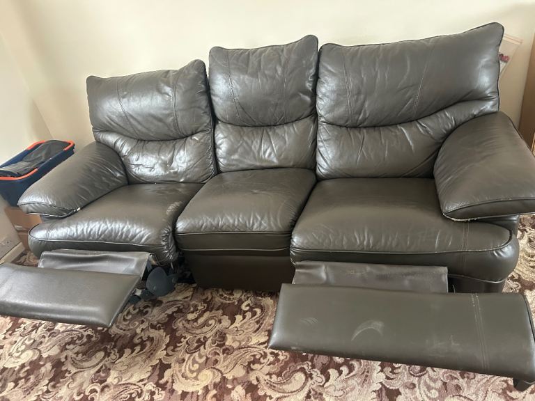 Brown leather sofa