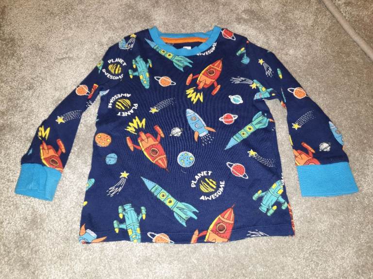 F&F Navy Coloured Boys Top with rockets and planet awesome patterns (2-3 years)