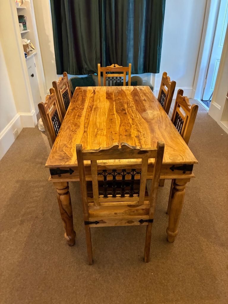 Solid Wood Dining Table & 6 Chairs 