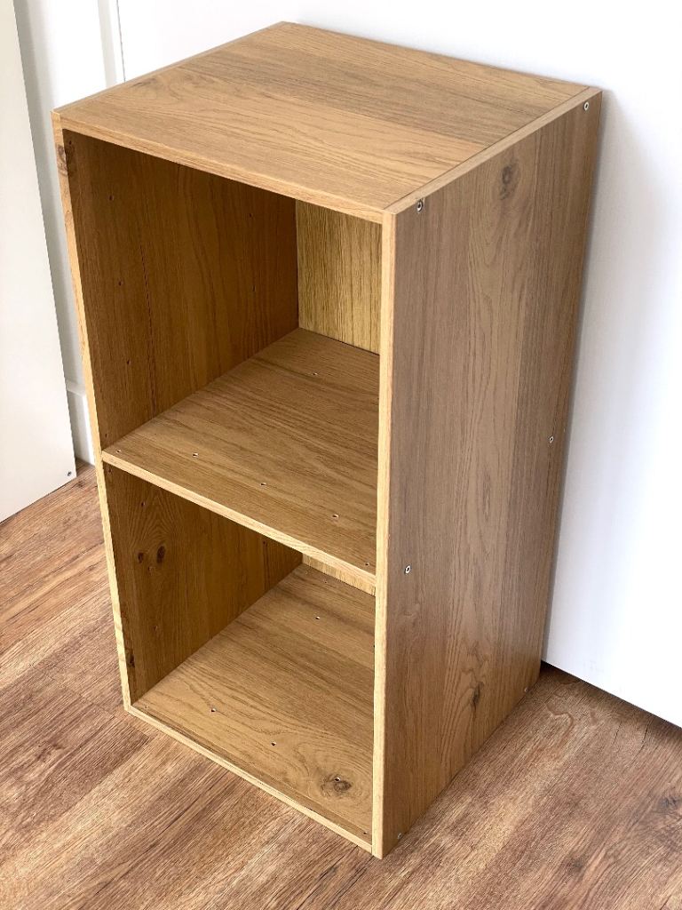 B&Q GoodHome Konnect Oak effect 2 shelf Cube Bookcase Storage (H)696mm (W)354mm (D) 317mm