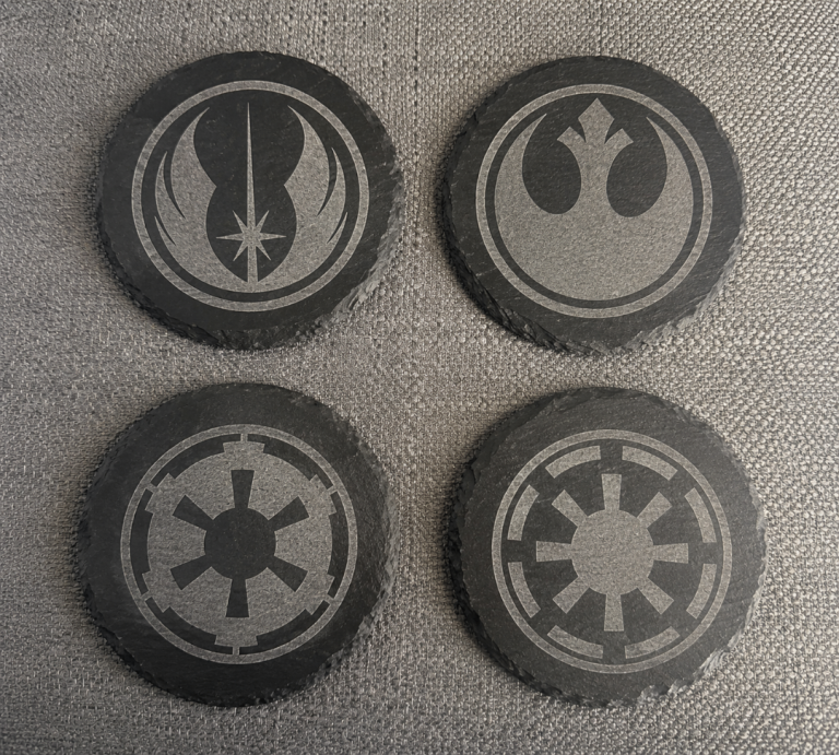 STAR WARS THEMED SLATE COASTERS £6.99 OR 2 FOR £9.99