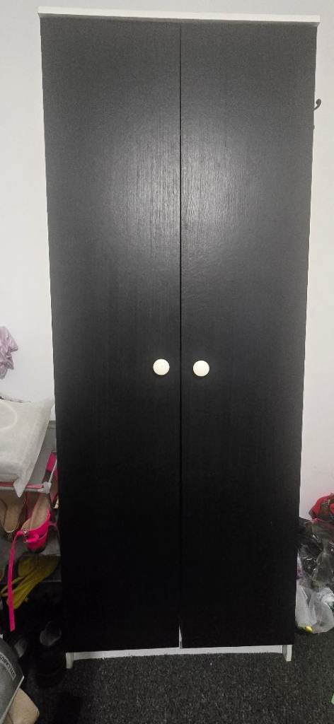 Black Two-Door Wardrobe – Good Condition