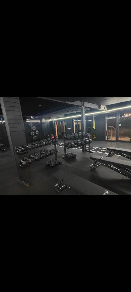 Commercial gym equipment BLK box dumbbells gym mats weights plates bars boxing bags