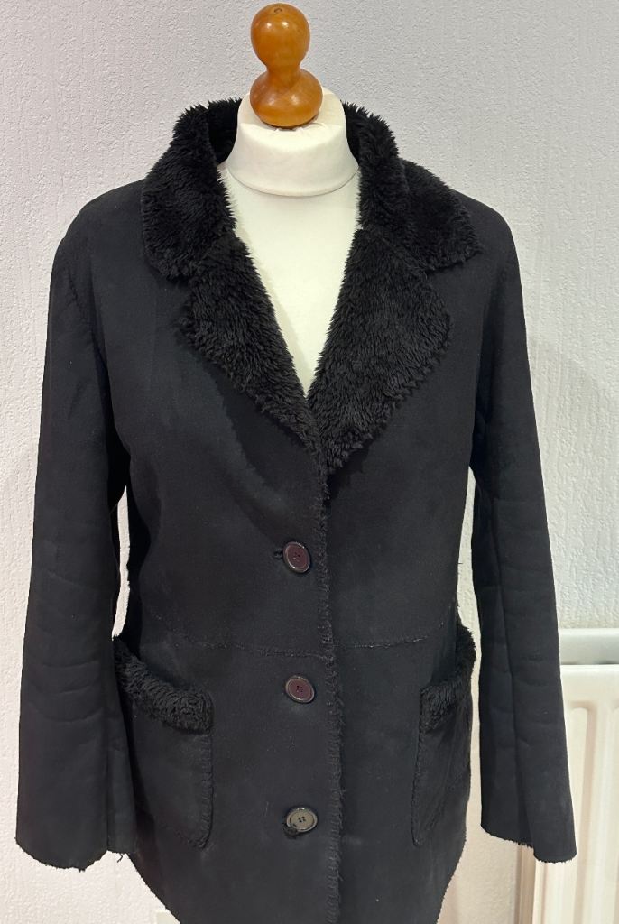 Ladies suede jacket by Poetic Sands with external patch pockets Size: M