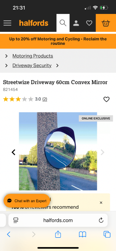 Streetwize 60cm Convex Driveway Mirror – Brand New