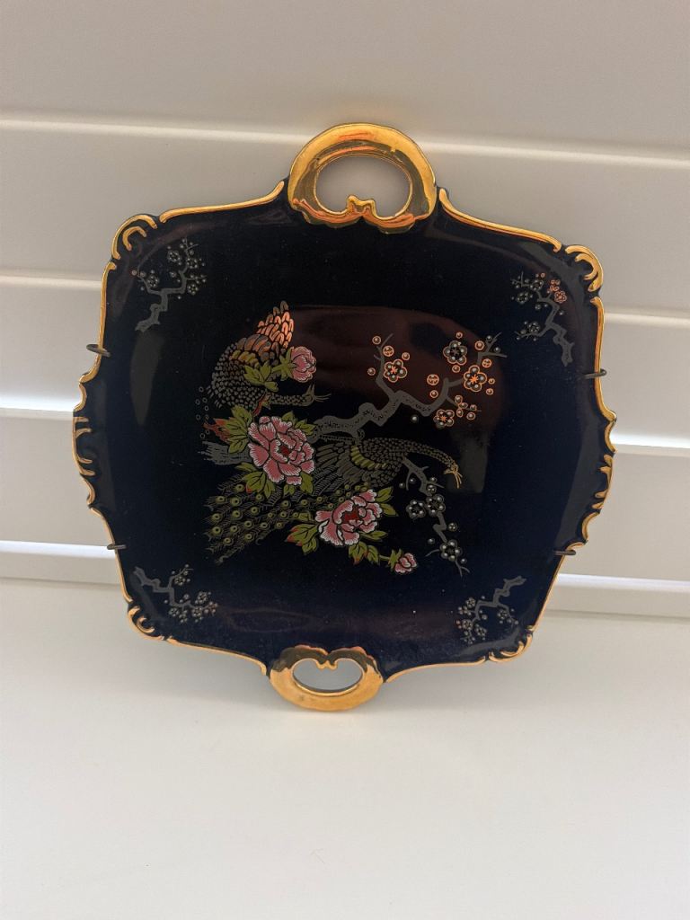 Decorative Ceramic Dish with Peacock Design – Good Condition