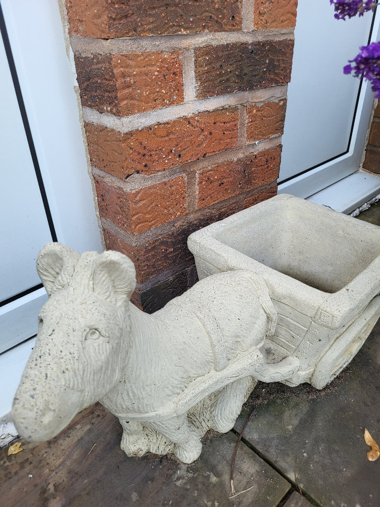 Stone donkey and cart 
