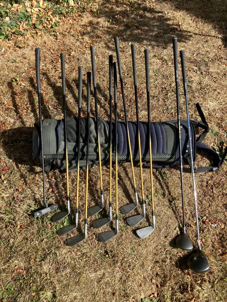 Men’s Golf Clubs Ideal Starter Set Driver 3 Wood & Irons With A Cart Bag 