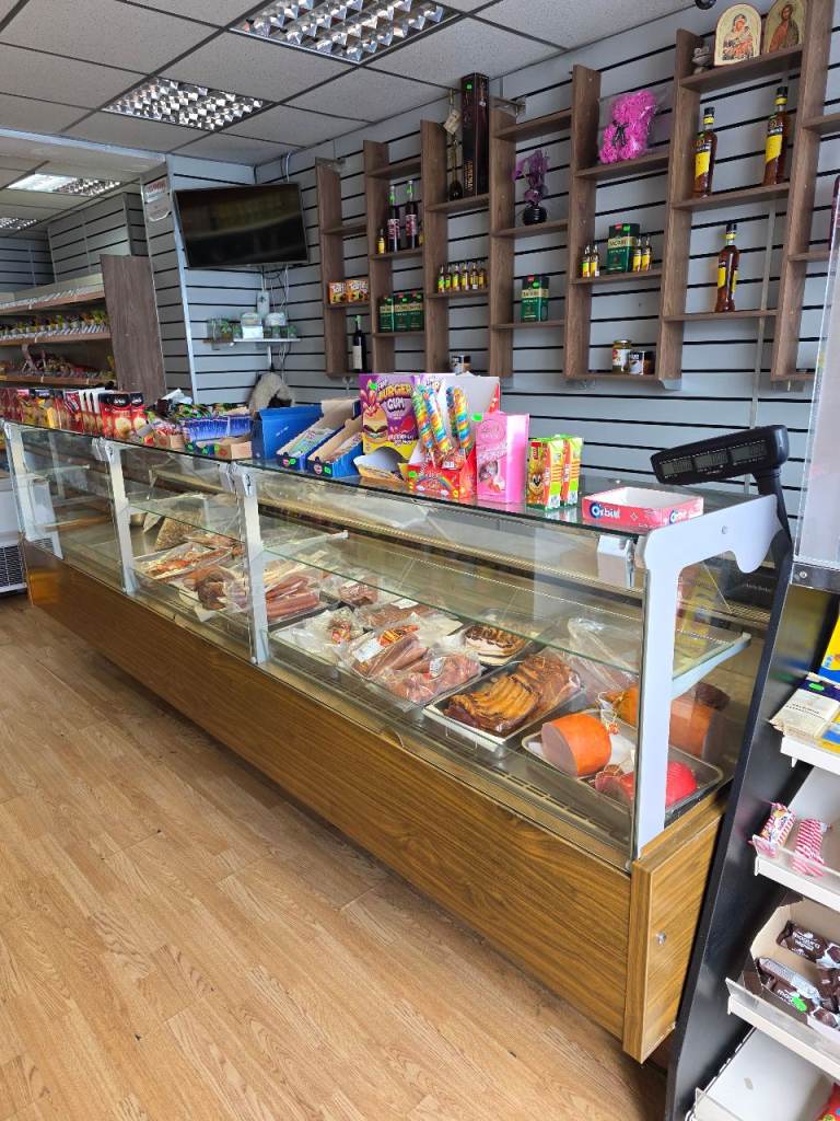 Display fridges, freezer, shelving, cabinets