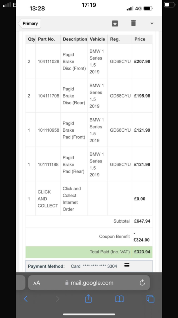 BMW 1 series brakes and discs 