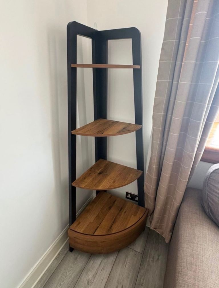 🤎 Stylish Tall Corner Shelf Unit with Hidden Storage Drawer, £100.00 ...