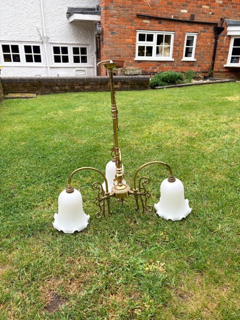 Triple Shade Brass Ceiling Light