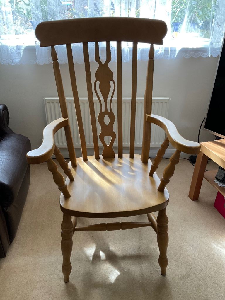 Wooden Spindle Back Armchair – Good Condition