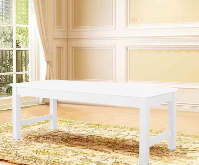 Unopened White Wooden Bench – Still in Box