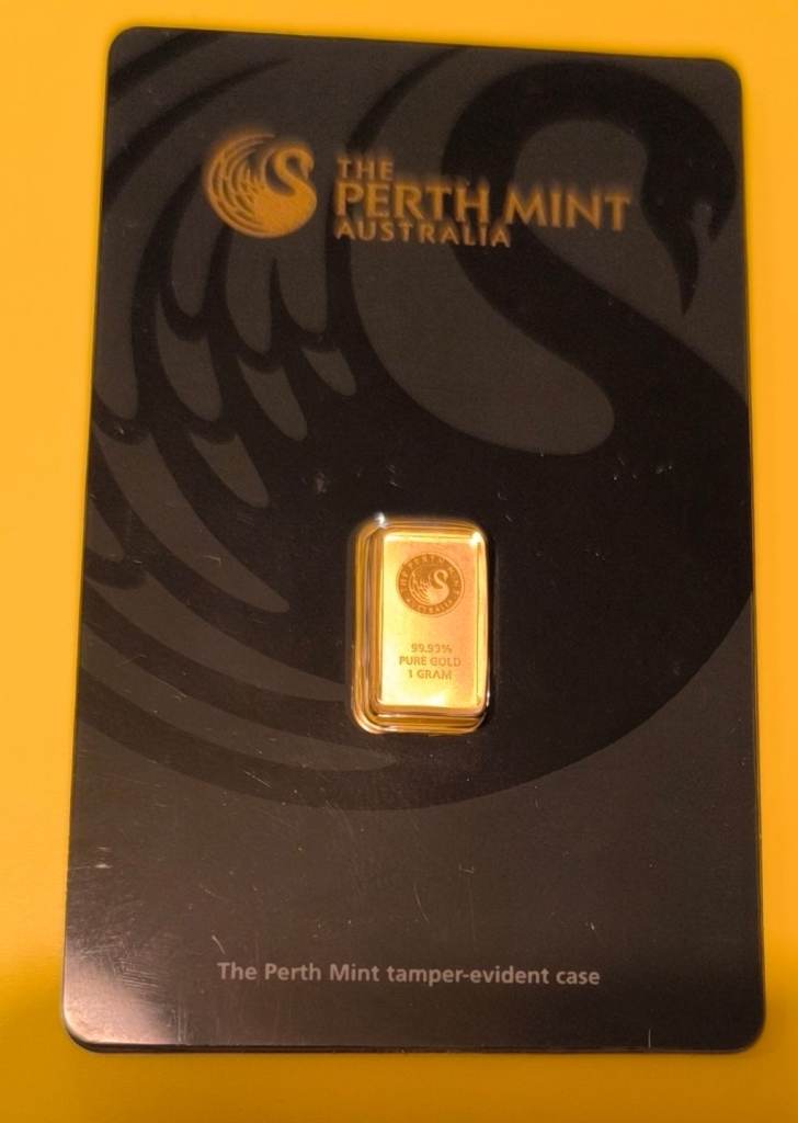 🔥Au! 999! 1 gram The Perth Mint(Australia) gold bar pack, circulated