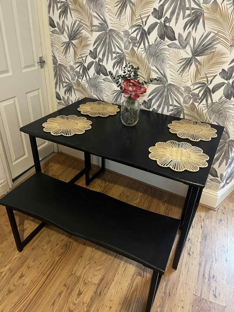 image for Dining table with 2 benches 
