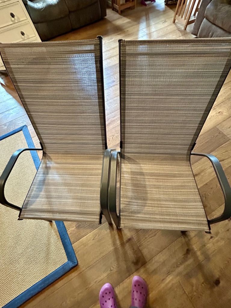 A Pair of Garden Patio Chairs – Grey  Metal Frame